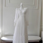 Sexy A line Long Sleeves White Ankle Length Prom Dress Formal Dresses With Ruffles C2290