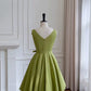 Simple A Line Straps Green Short Satin Homecoming Dresses 18th Birthday Outfit C2292