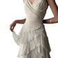 Sexy High Low V Neckline Chiffon Ivory Prom Dress Formal Dresses C2297