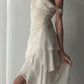 Sexy High Low V Neckline Chiffon Ivory Prom Dress Formal Dresses C2297