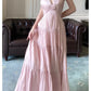 Sexy A Line V Neckline Halter Chiffon Pink Long Backless Prom Dress Formal Dresses C2298