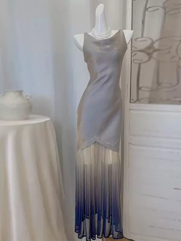 Robe de bal longue en dentelle à volants et à fourreau simple avec ombré et raisin C2302