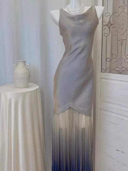 Robe de bal longue en dentelle à volants et à fourreau simple avec ombré et raisin C2302