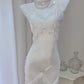 Simple Sheath Spaghetti Straps Ivory Long Prom Dress Formal Dresses With Pearls C2303