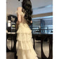 Modest A line Spaghetti Straps Long White Chiffon Prom Dress Evening Dresses C2308