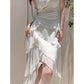 Modest High Low Spaghetti Straps White Chiffon Prom Dress Evening Dresses C2311