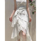 Modest High Low Spaghetti Straps White Chiffon Prom Dress Evening Dresses C2311