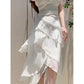 Modest High Low Spaghetti Straps White Chiffon Prom Dress Evening Dresses C2311