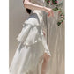 Modest High Low Spaghetti Straps White Chiffon Prom Dress Evening Dresses C2311