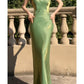 Modest A line U Neckline Short Sleeves Green Prom Dress Evening Dresses C2313