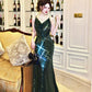 Modest Sheath Spaghetti Straps Sequin Green Prom Dress Evening Dresses C2315