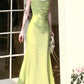 Modest Sheath Spaghetti Straps Green Long Prom Dresses Evening Dress With Ruffles C2321