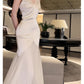 Modest Sheath Spaghetti Straps Ivory Long Prom Dresses Evening Dress With Ruffles C2323