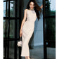 Modest Sheath Straps Ivory Long Prom Dresses Ankle Length Evening Dress C2322