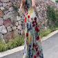 Modest Sheath Spaghetti Straps Floral Red Long Prom Dresses Evening Dress C2326