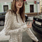 Sequin Round Neck Long Sleeve Mini Dinner Dress Short Homecoming Dresses C2332