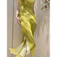 Pretty Sheath Spaghetti Straps Green Long Prom Dresses Evening Dress With Flowers C2334