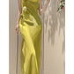 Pretty Sheath Spaghetti Straps Green Long Prom Dresses Evening Dress With Flowers C2334