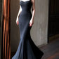 Pretty Sheath Spaghetti Straps Black Long Prom Dresses Evening Dress With Ruffles C2335