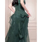 Pretty A Line Spaghetti Straps Green Long Chiffon Prom Dresses Sexy Evening Dress C2344