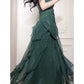 Pretty A Line Spaghetti Straps Green Long Chiffon Prom Dresses Sexy Evening Dress C2344