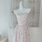 Pretty A Line Strapless Floral Pink Chiffon Prom Dresses Sexy Evening Dress C2346