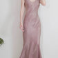 Pretty Sheath Scoop Neckline Pink Silk Chiffon Prom Dresses Ankle Length Evening Dress C2351