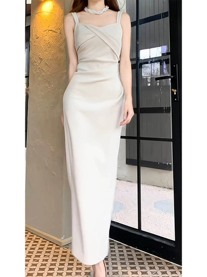 Pretty Sheath Straps Ankle Length Prom Dresses Simple Evening Dress C2352