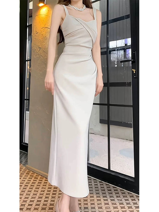 Pretty Sheath Straps Ankle Length Prom Dresses Simple Evening Dress C2352