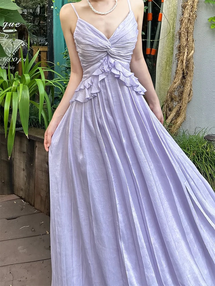 Pretty A Line Spaghetti Straps Lilac Long Prom Dresses Simple Evening Dress C2354