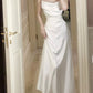 Modest Sheath Spaghetti Straps White Long Prom Dresses Sexy Evening Dress C2360