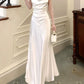 Modest Sheath Spaghetti Straps White Long Prom Dresses Sexy Evening Dress C2360