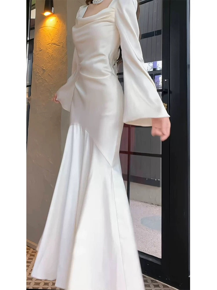 Vintage Sheath Strapless Ivory Long Sleeves Prom Dresses C2361