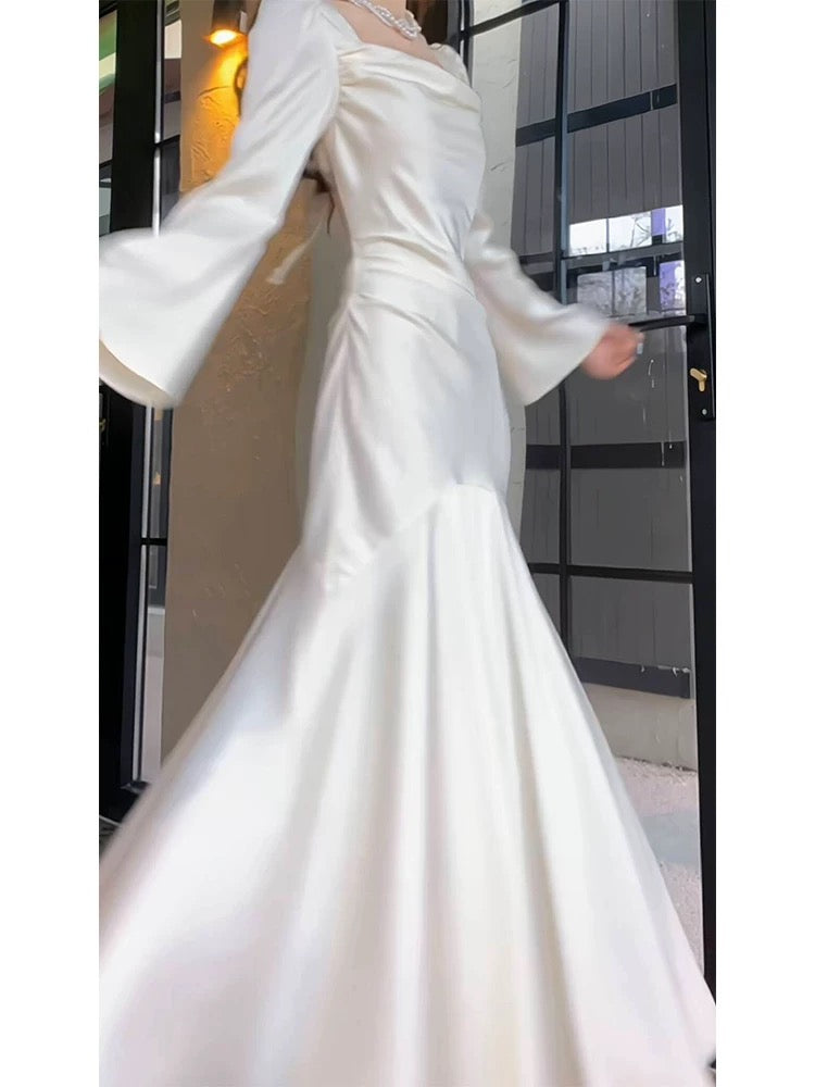 Vintage Sheath Strapless Ivory Long Sleeves Prom Dresses C2361