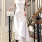 Vintage Sheath Spaghetti Straps Ivory Long Prom Dresses C2362