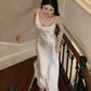 Vintage Sheath Spaghetti Straps Ivory Long Prom Dresses C2362