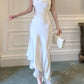 Vintage Sheath Spaghetti Straps Ivory Long Prom Dresses C2362