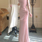 Pretty Mermaid Spaghetti Straps Sequin Pink Slit Long Prom Dresses C2366