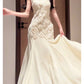 Pretty Mermaid Spaghetti Straps White Floral Lace Long Prom Dresses C2370