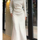 Pretty Sheath Square Neckline Long Sleeves Slit Prom Dresses C2373