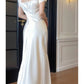 Pretty Sheath Square Neckline Short Sleeves Slit Prom Dresses C2374