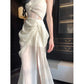 Pretty Sheath Spaghetti Straps Slit Ivory Long Prom Dresses CC2378