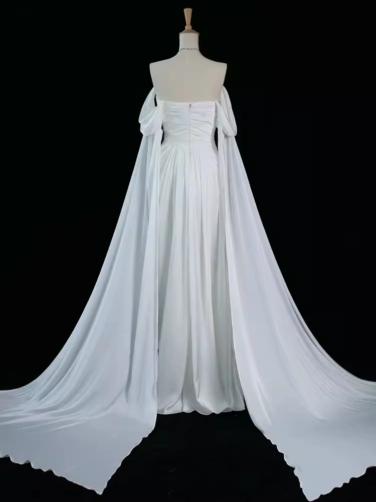 Sexy Sheath Off The Shoulder White Long Prom Dresses Satin Birthday Outfits C237