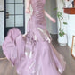 Pretty Sheath Spaghetti Straps Lilac Ruffles Long Prom Dresses C2380