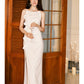 Pretty Sheath Spaghetti Straps White Ruffles Long Prom Dresses C2384