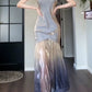 Pretty Mermaid Spaghetti Straps Ombre Grape Long Prom Dresses Sexy Evening Dress C2392