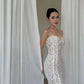 Sexy Sheath Spaghetti Straps White Lace Ankle Length Prom Dresses Evening Dress C2403