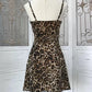 Sexy A line Spaghetti Straps Leopard Homecoming Dresses Short Birthday Outfits C2408