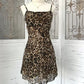 Sexy A line Spaghetti Straps Leopard Homecoming Dresses Short Birthday Outfits C2408