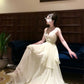 Classy A Line Spaghetti Straps Ivory Long Prom Dresses Evening Dress With Layers C2413